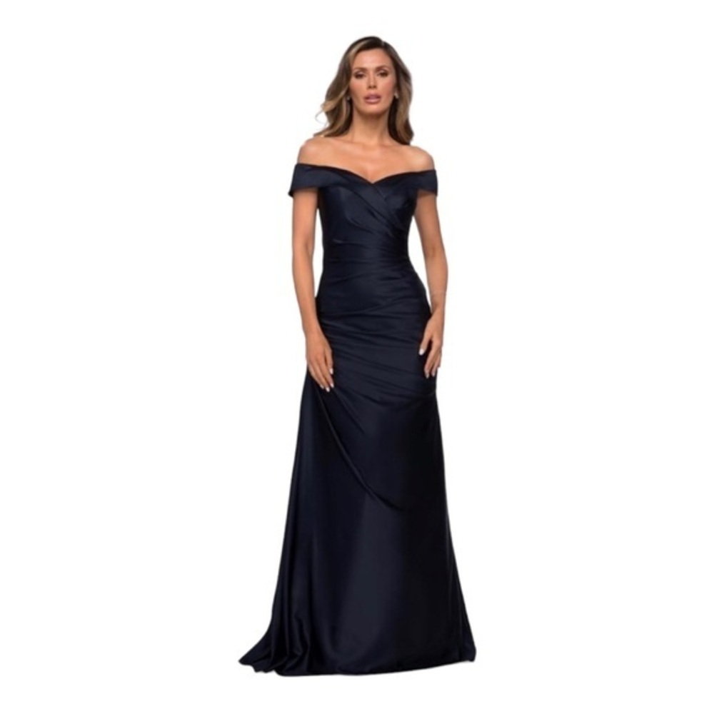 La Femme Off Shoulder Satin Gown‎ Formal Prom Evening Dress Size 4 NWOT